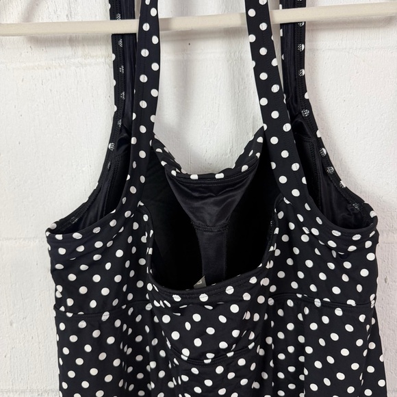 Lands End Tankini Top Halter Neck Black White Polka Dot Beach Vacation Swim 18 - Picture 9 of 14